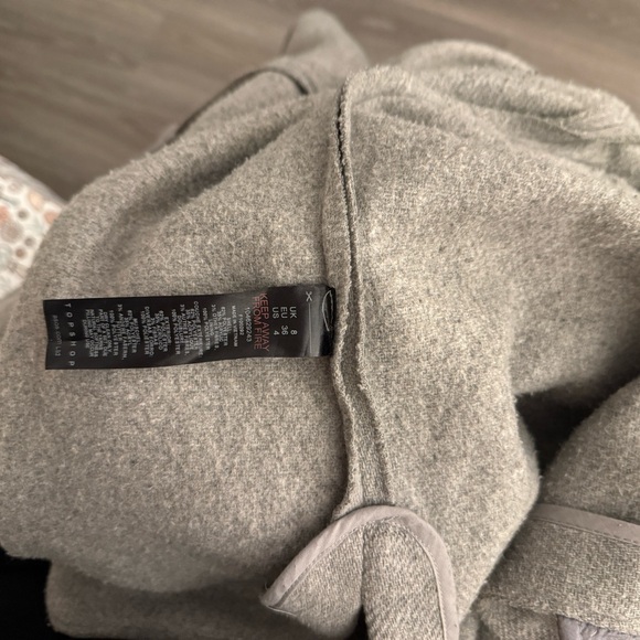 Topshop Gray longline belted utility coat size US 4 - Picture 9 of 9